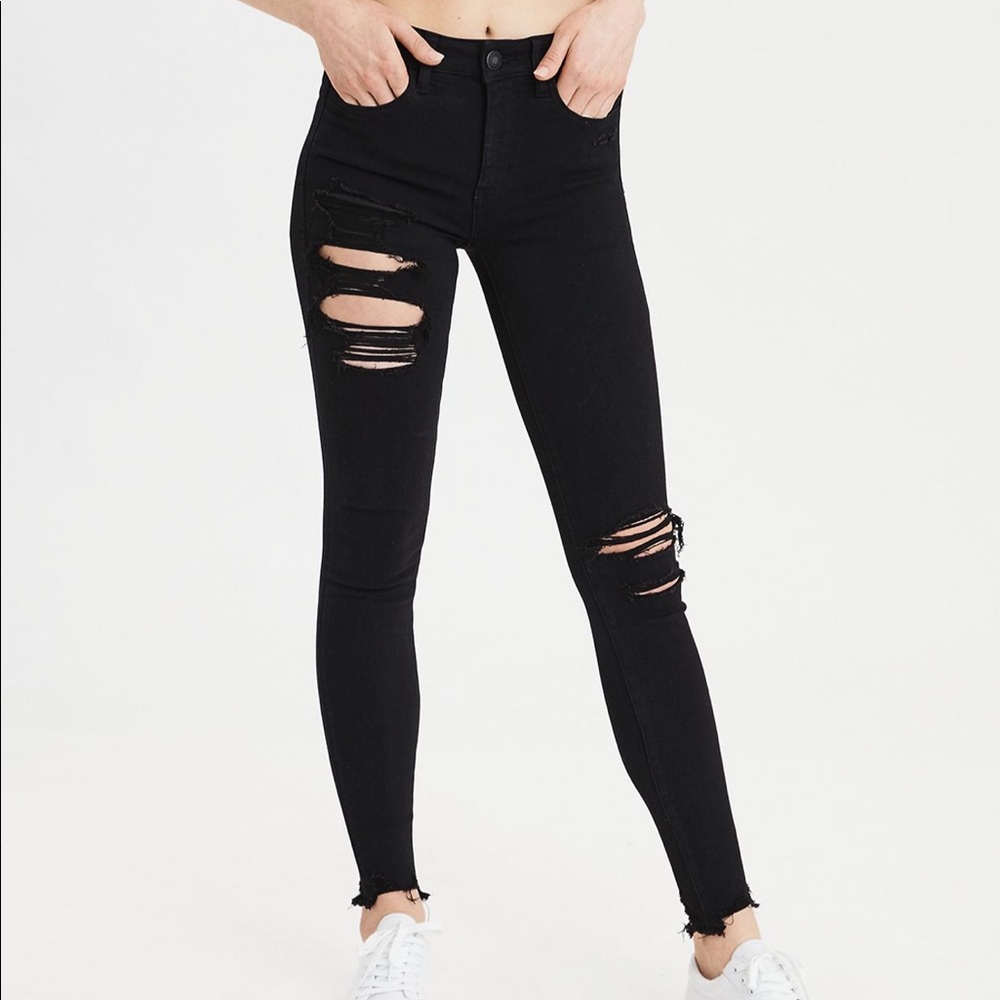 American Eagle Black Ripped Jeans